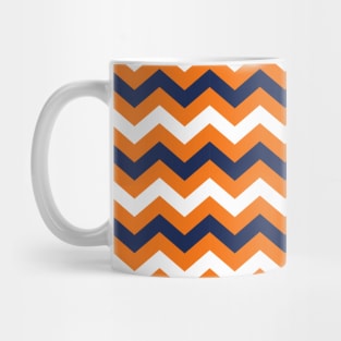 Orange Navy Blue and White Chevron Zigzag Pattern Mug